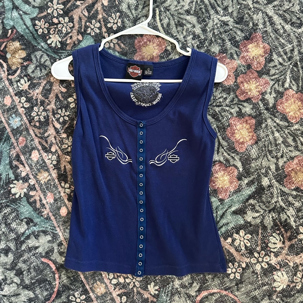 Vintage Embroidered Harley Davidson Tank Top